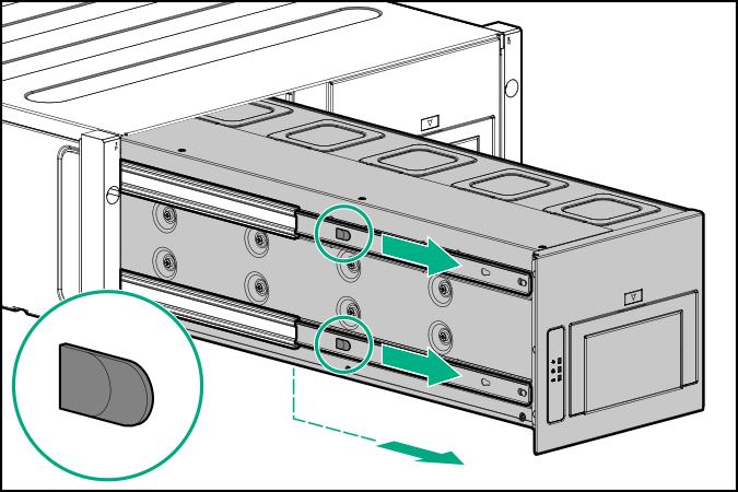Extend the drive drawer further by releasing the rails