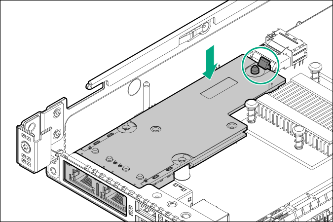 Firmly seating the Media Module adapter in the connector and ensuring it is secured with the latch