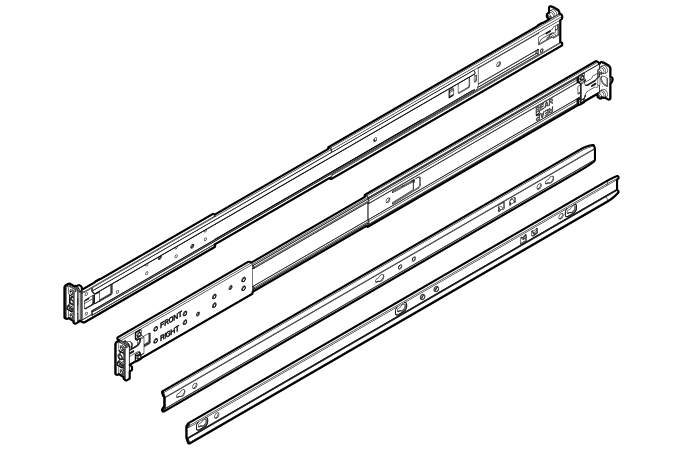 Orientation markers on the rack mounting rails