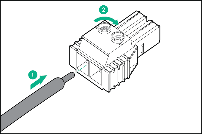 Inserting the -48 V wire into the terminal block connector
