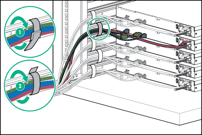 Installing the rack rail hook-and-loop strap