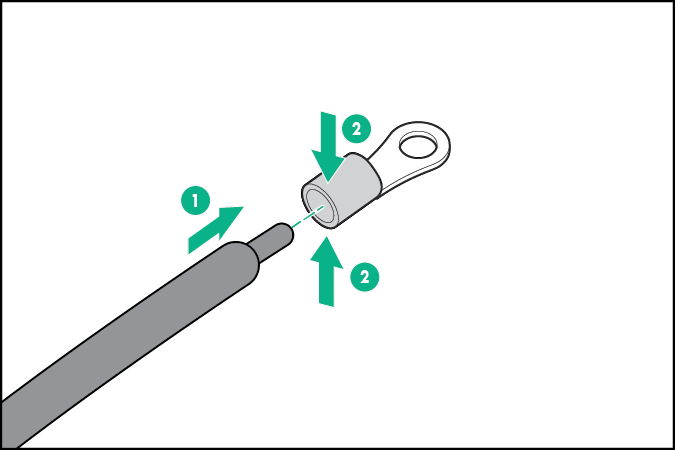 Crimp the ring tongue to the ground cable from the -48V power source