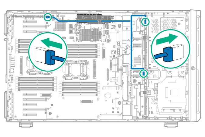Mini-SAS Y-cable routing for PCIe slot 1 to 4 (LFF configuration)