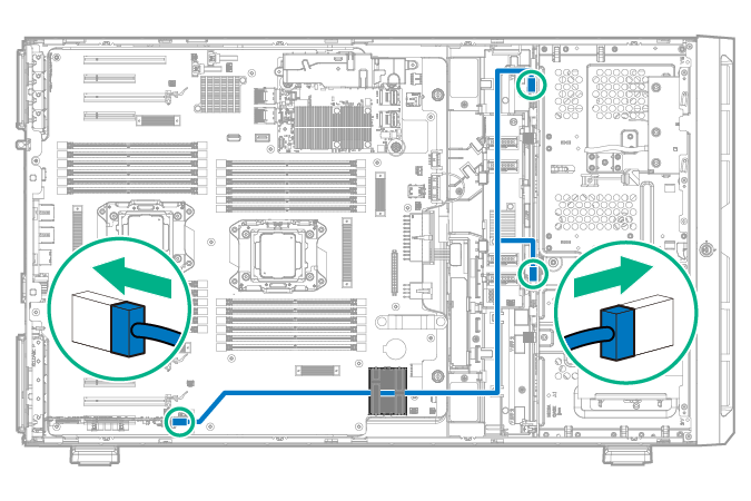 Mini-SAS Y-cable routing for PCIe slot 6 to 9 (LFF configuration)