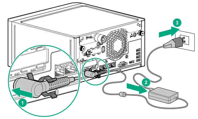 Connecting the power adapter and cord