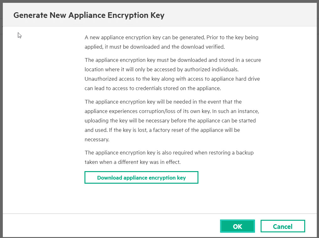 Download the appliance encryption key