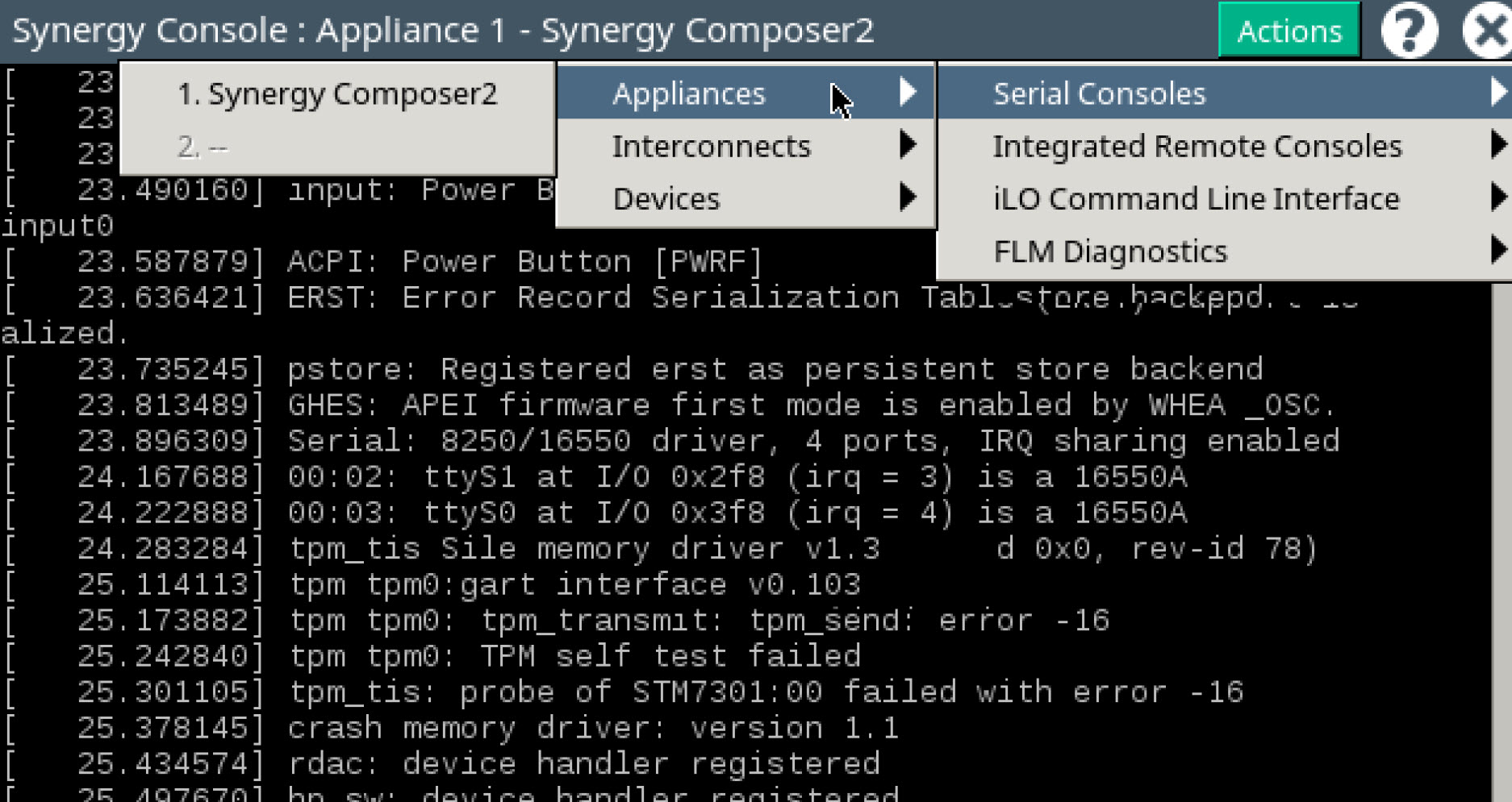 Connect to the appliance maintenance console